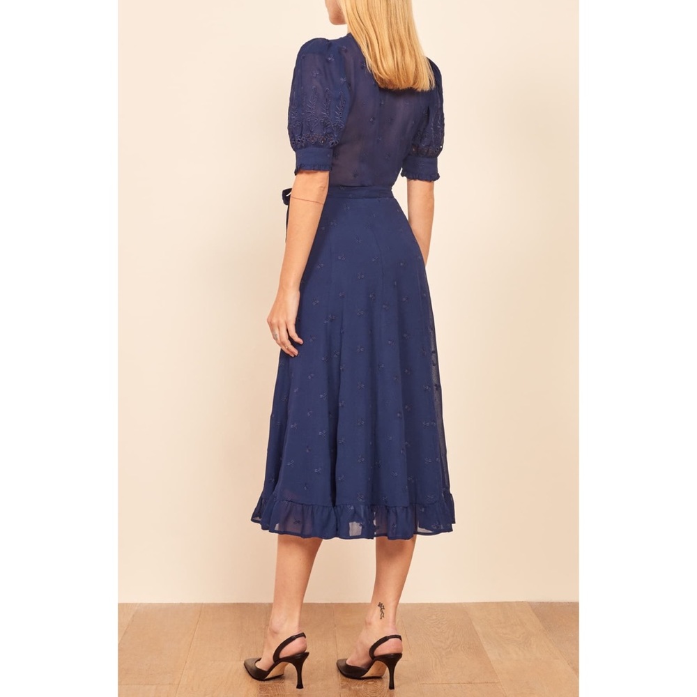 NWT REFORMATION Annalise Midi Wrap Dress Danube - Picture 2 of 10
